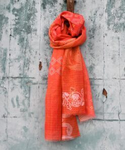 Foulard_cotone_seta_TracceLongobarde_arancio